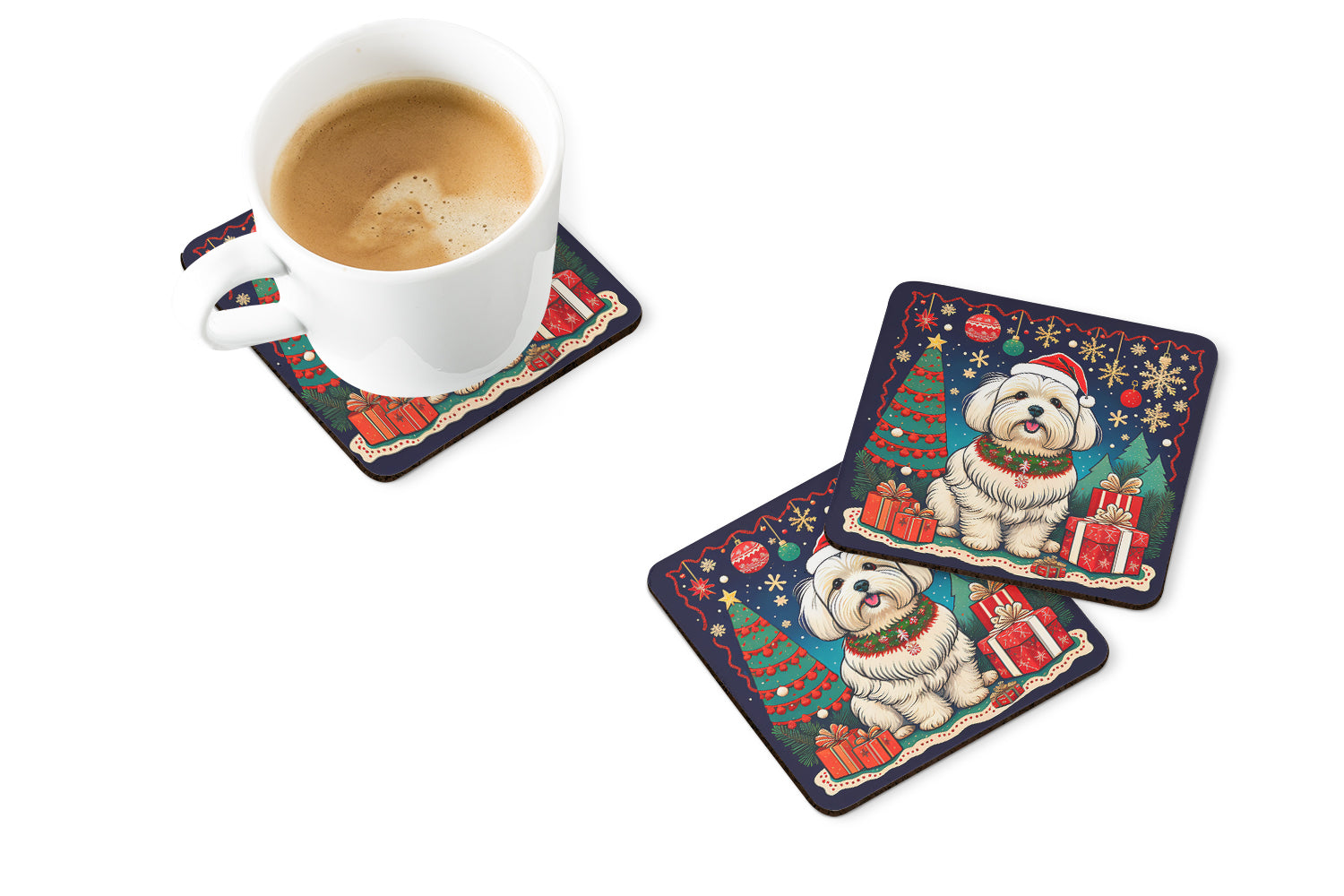 Buy this Coton De Tulear Christmas Foam Coasters