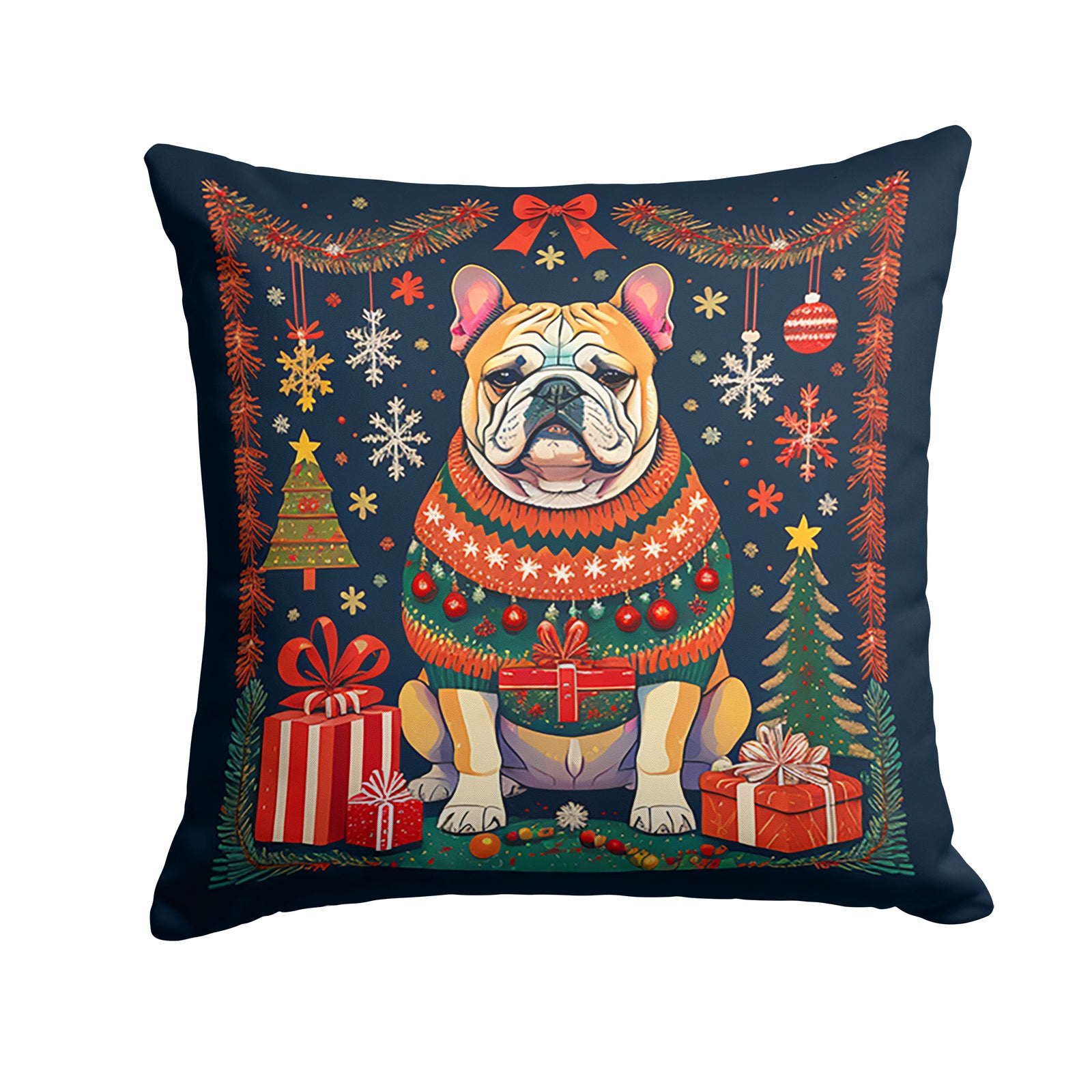 Buy this English Bulldog Christmas Fabric Decorative Pillow