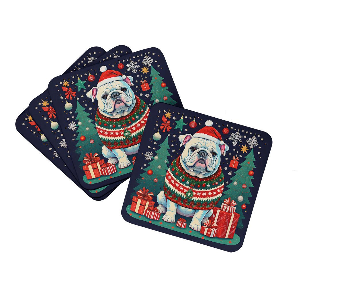 Buy this White English Bulldog Christmas Foam Coasters