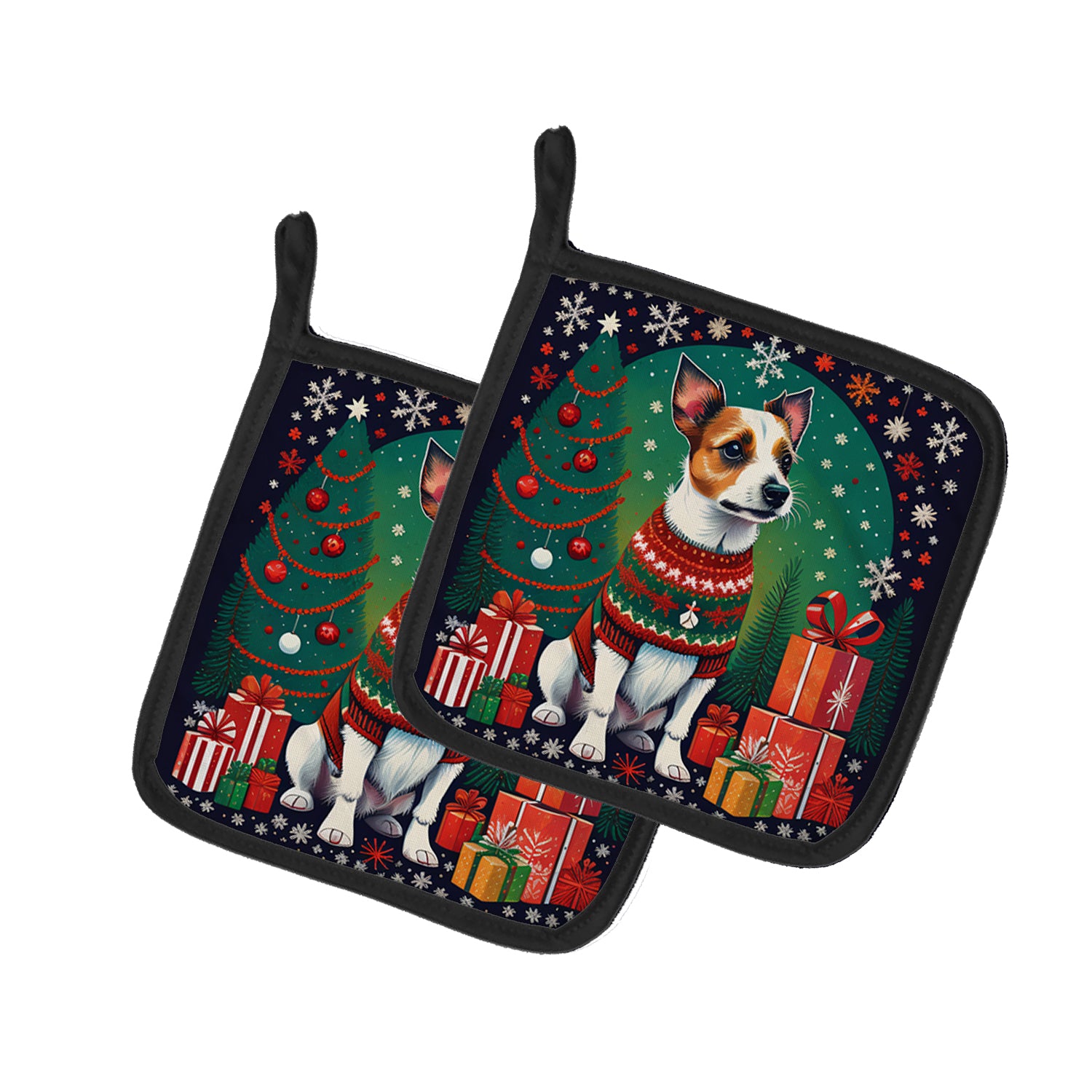 Buy this Jack Russell Terrier Christmas Pair of Pot Holders