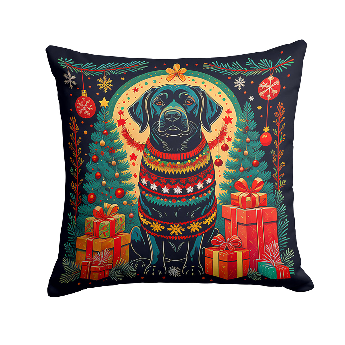 Buy this Black Labrador Retriever Christmas Fabric Decorative Pillow