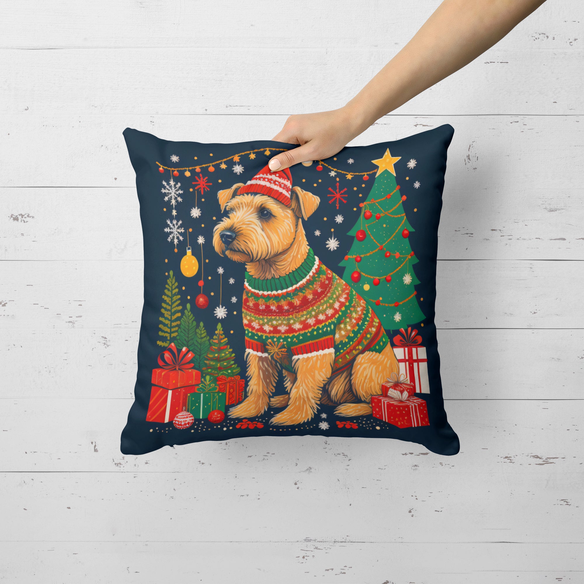 Buy this Lakeland Terrier Christmas Fabric Decorative Pillow