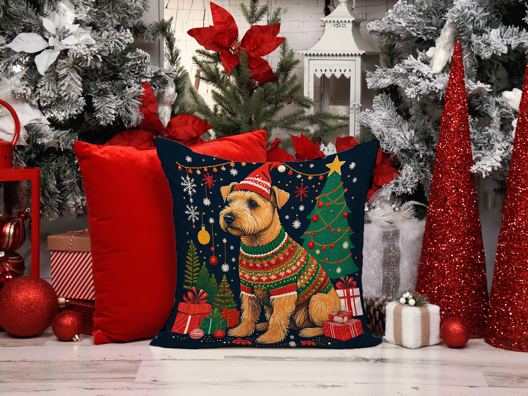 Lakeland Terrier Christmas Fabric Decorative Pillow