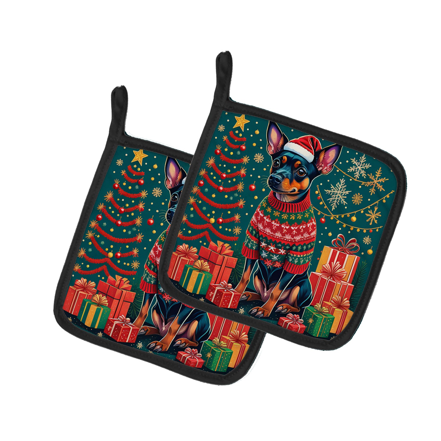 Buy this Miniature Pinscher Christmas Pair of Pot Holders