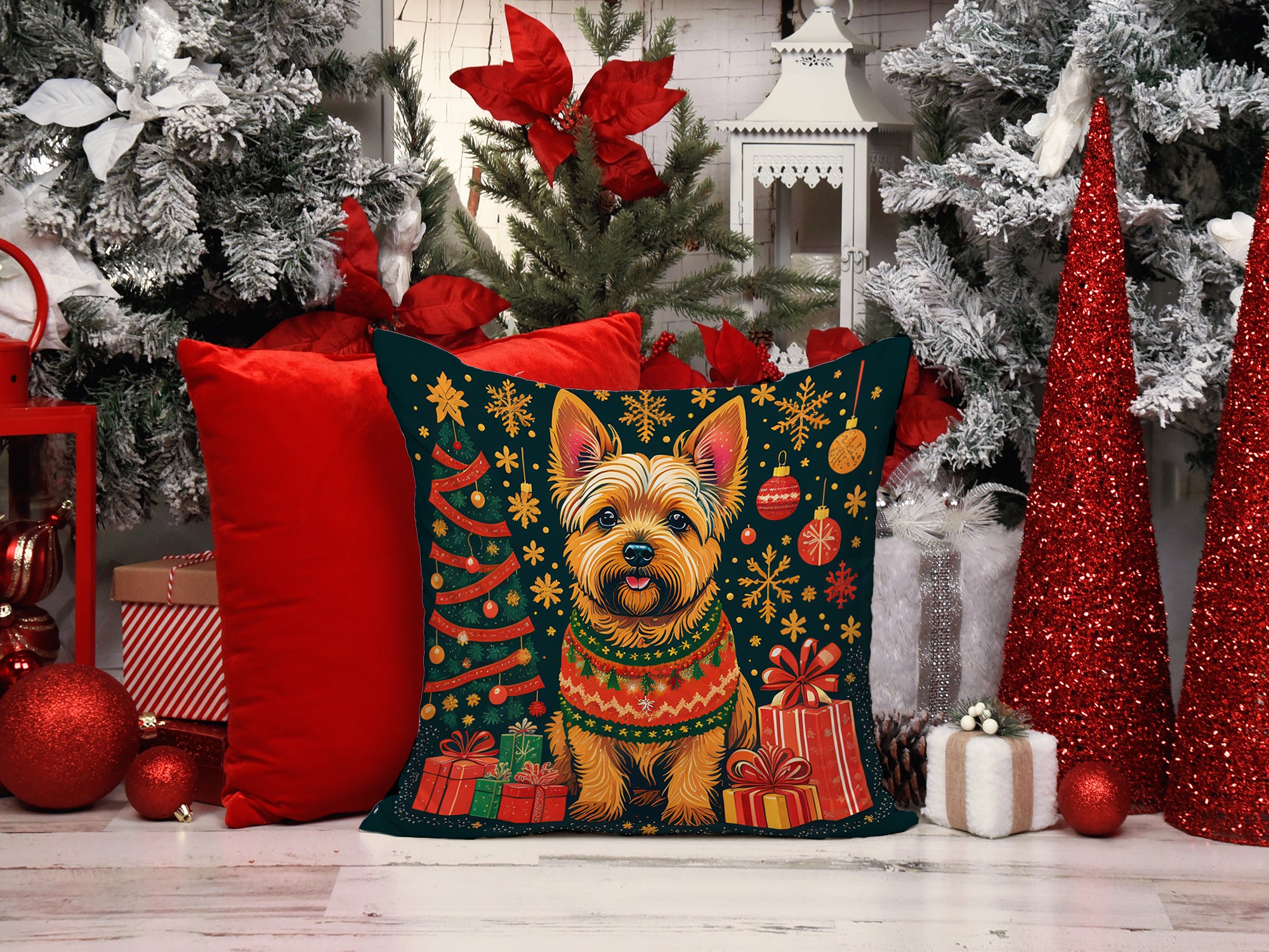 Buy this Norwich Terrier Christmas Fabric Decorative Pillow