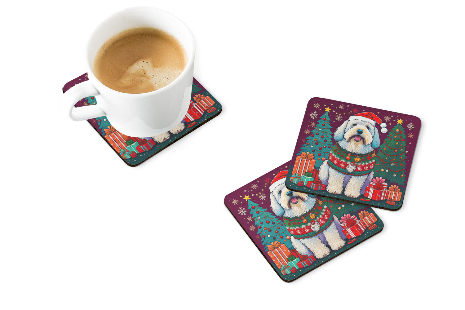 Buy this Old English Sheepdog Christmas Foam Coasters