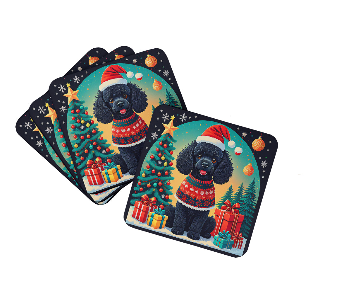 Buy this Black Toy Poodle Christmas Foam Coasters