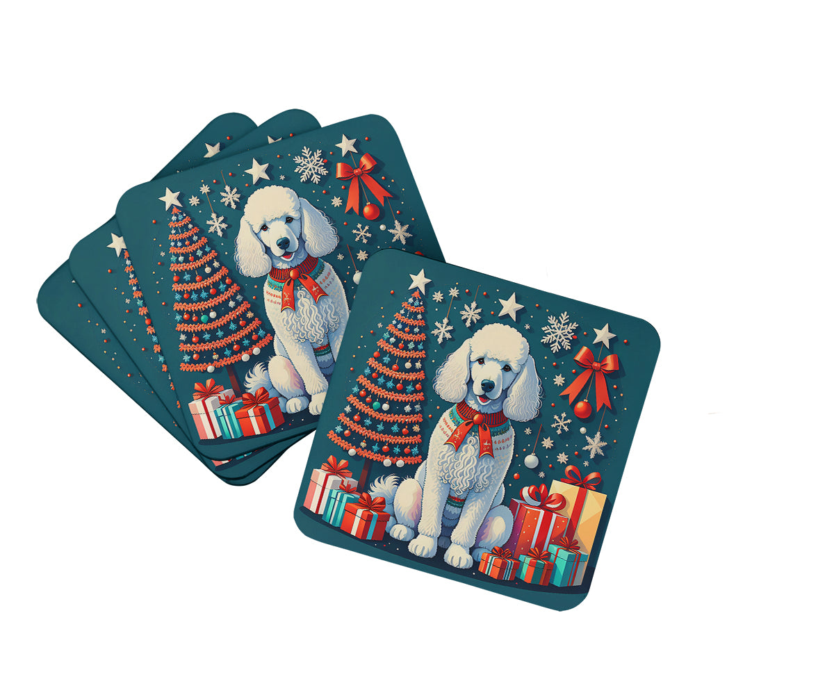 Buy this White Poodle Christmas Foam Coasters
