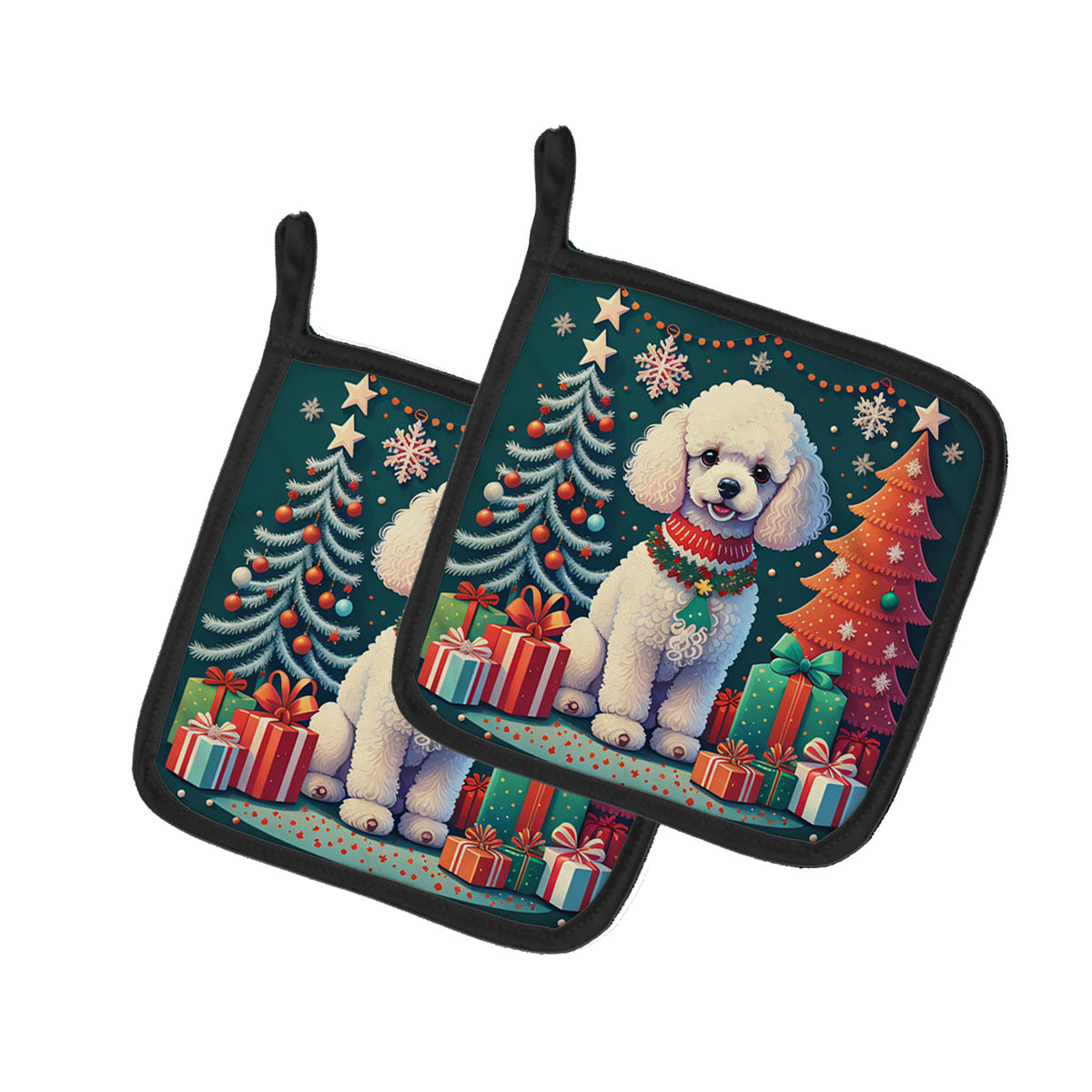 Buy this White Toy Poodle Christmas Pair of Pot Holders