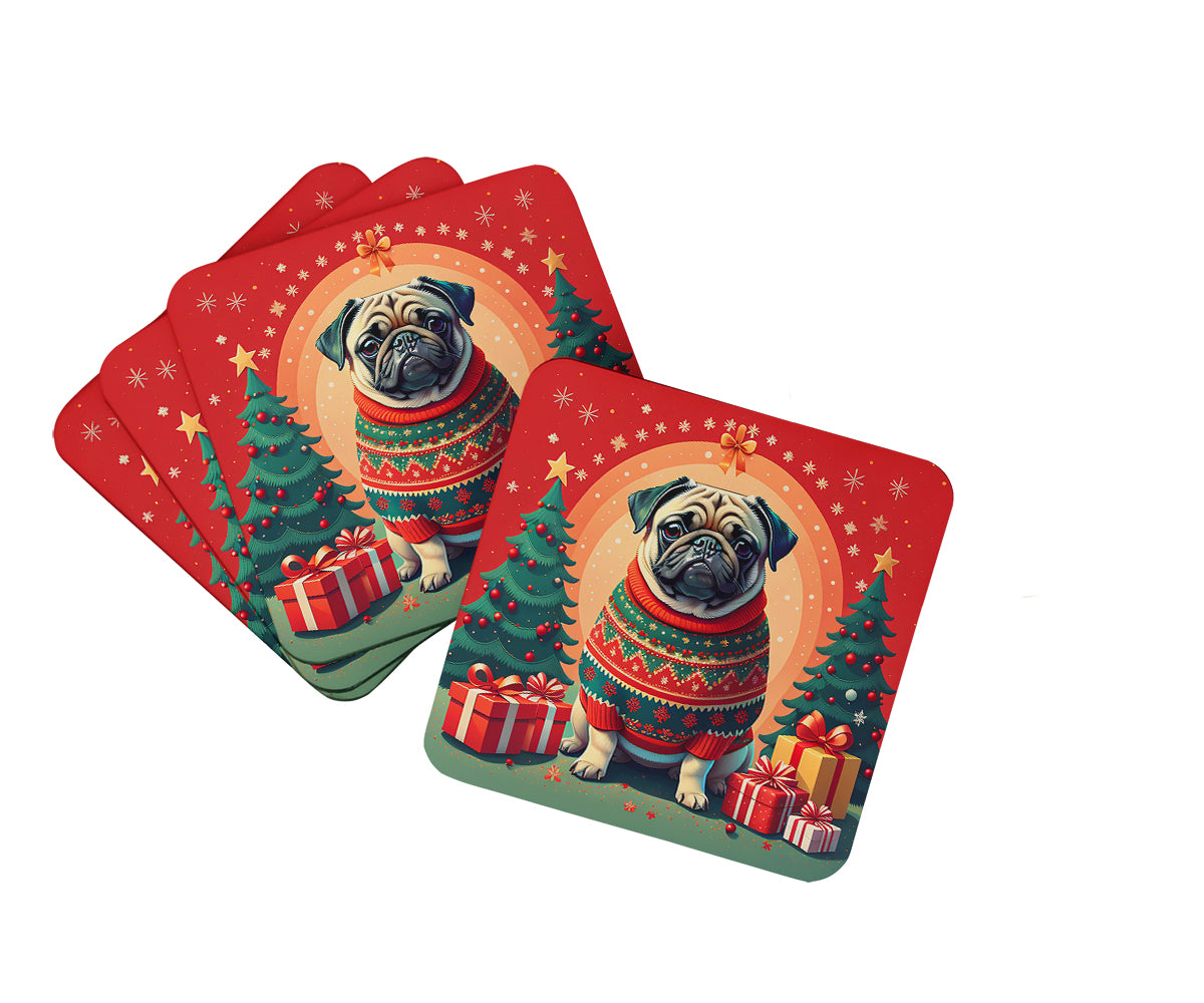 Buy this Fawn Pug Christmas Foam Coasters