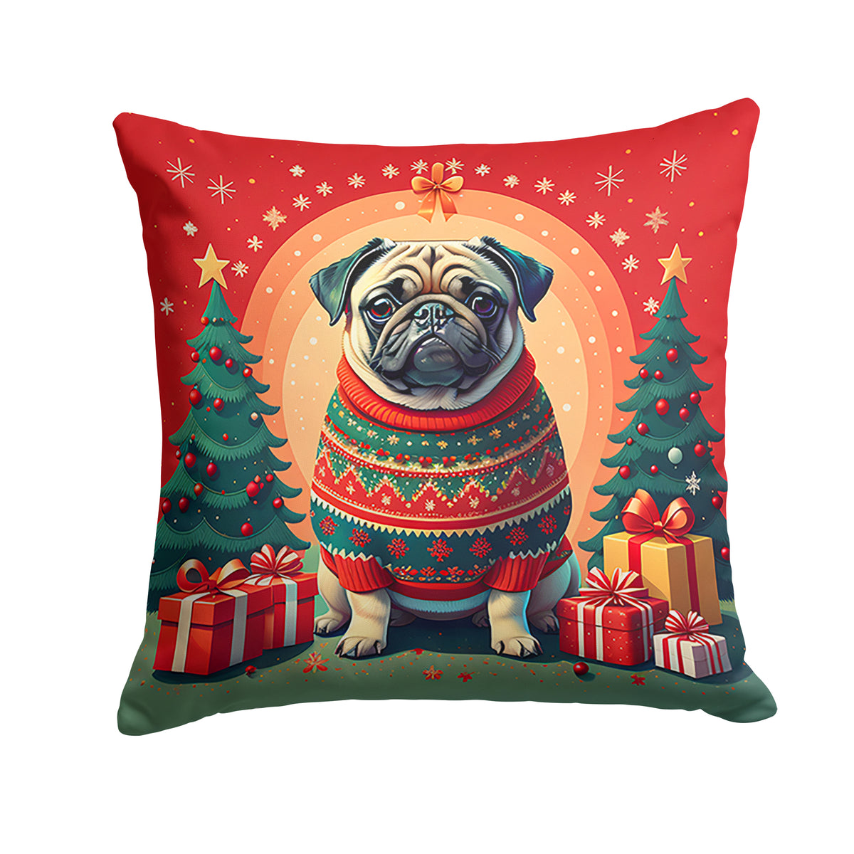 Buy this Fawn Pug Christmas Fabric Decorative Pillow