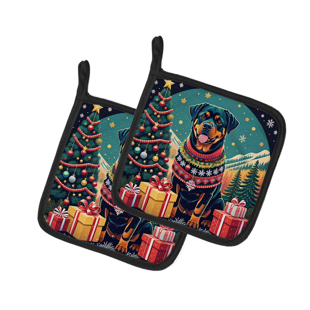 Buy this Rottweiler Christmas Pair of Pot Holders