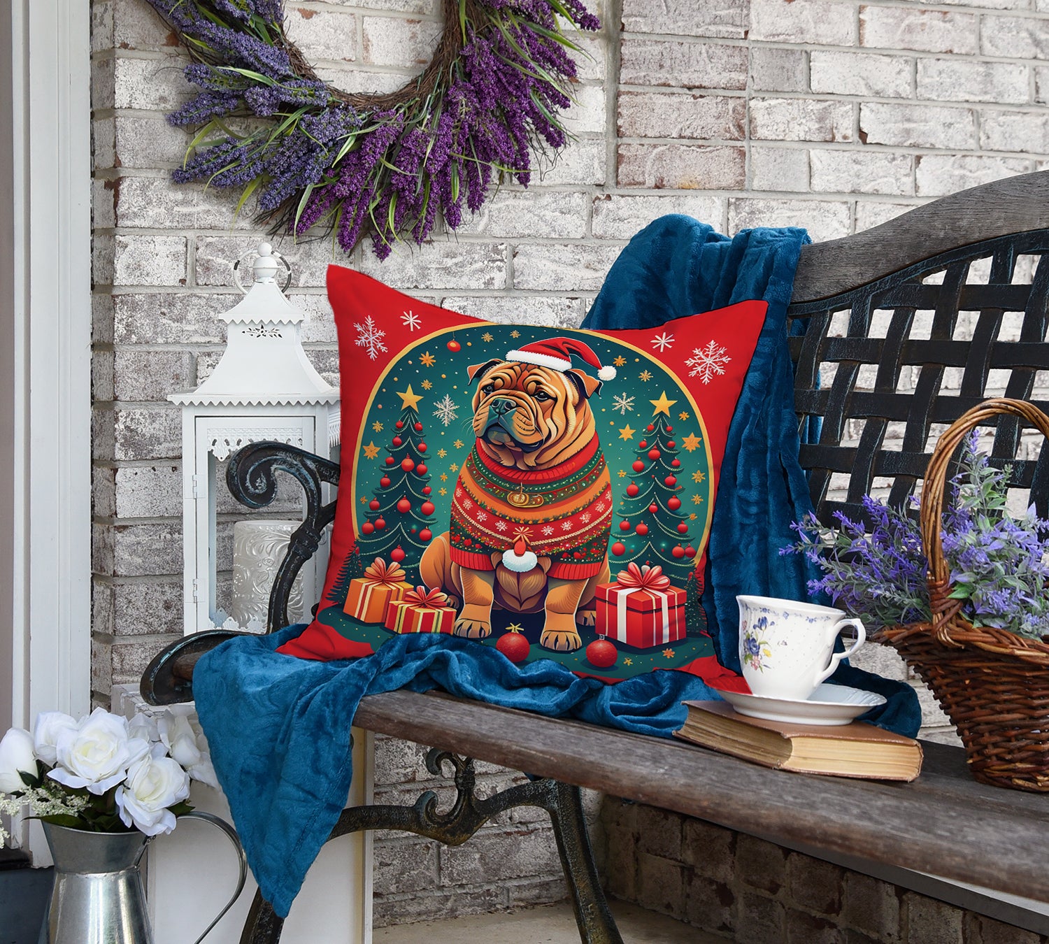 Shar Pei Christmas Fabric Decorative Pillow