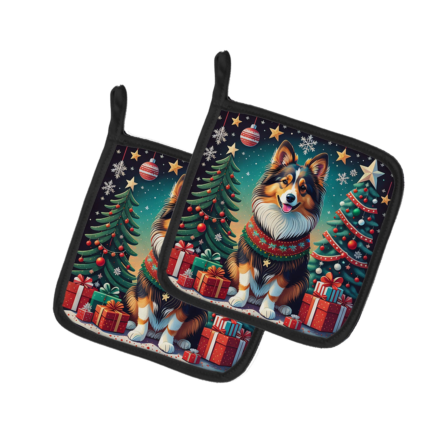 Buy this Sheltie Christmas Pair of Pot Holders