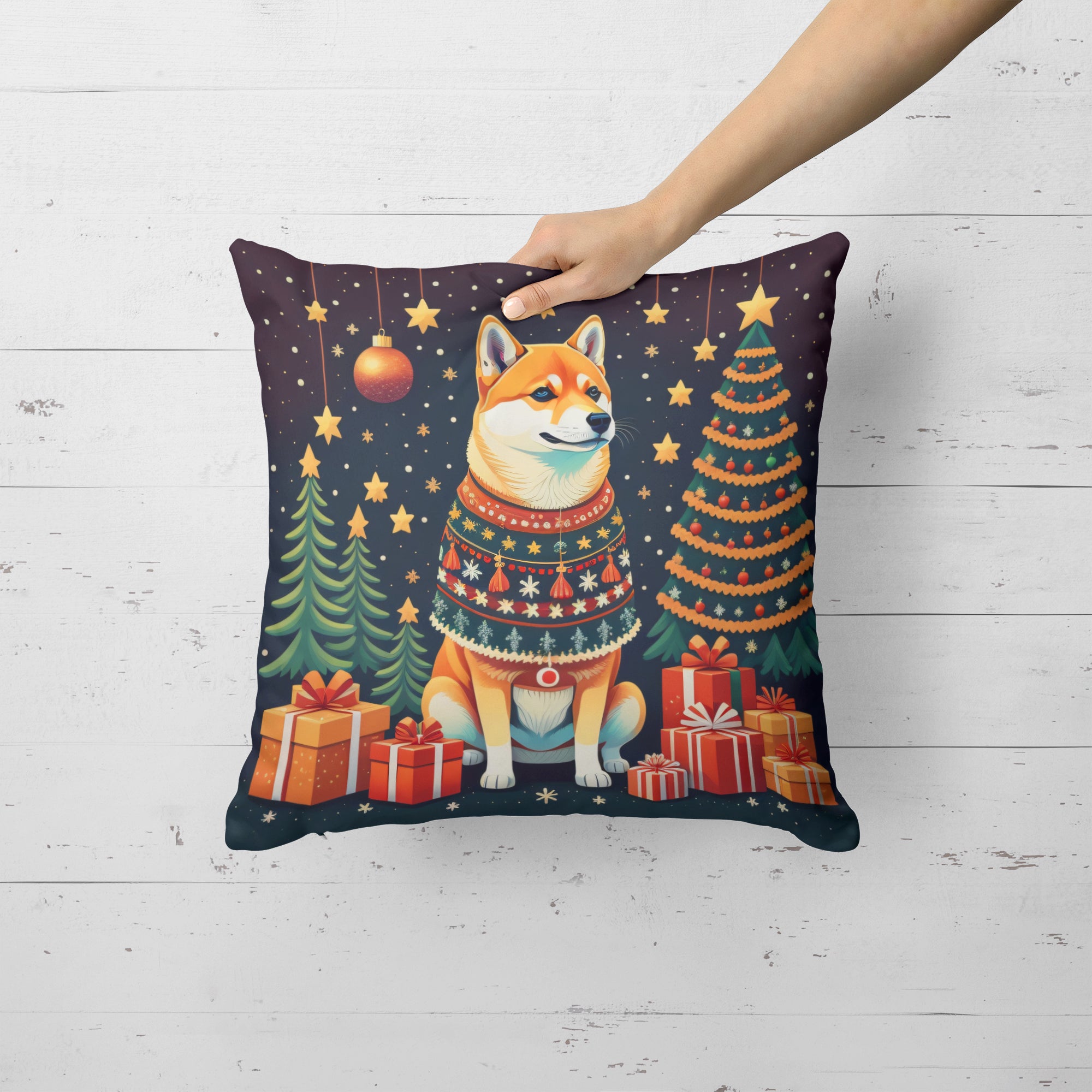 Shiba Inu Christmas Fabric Decorative Pillow