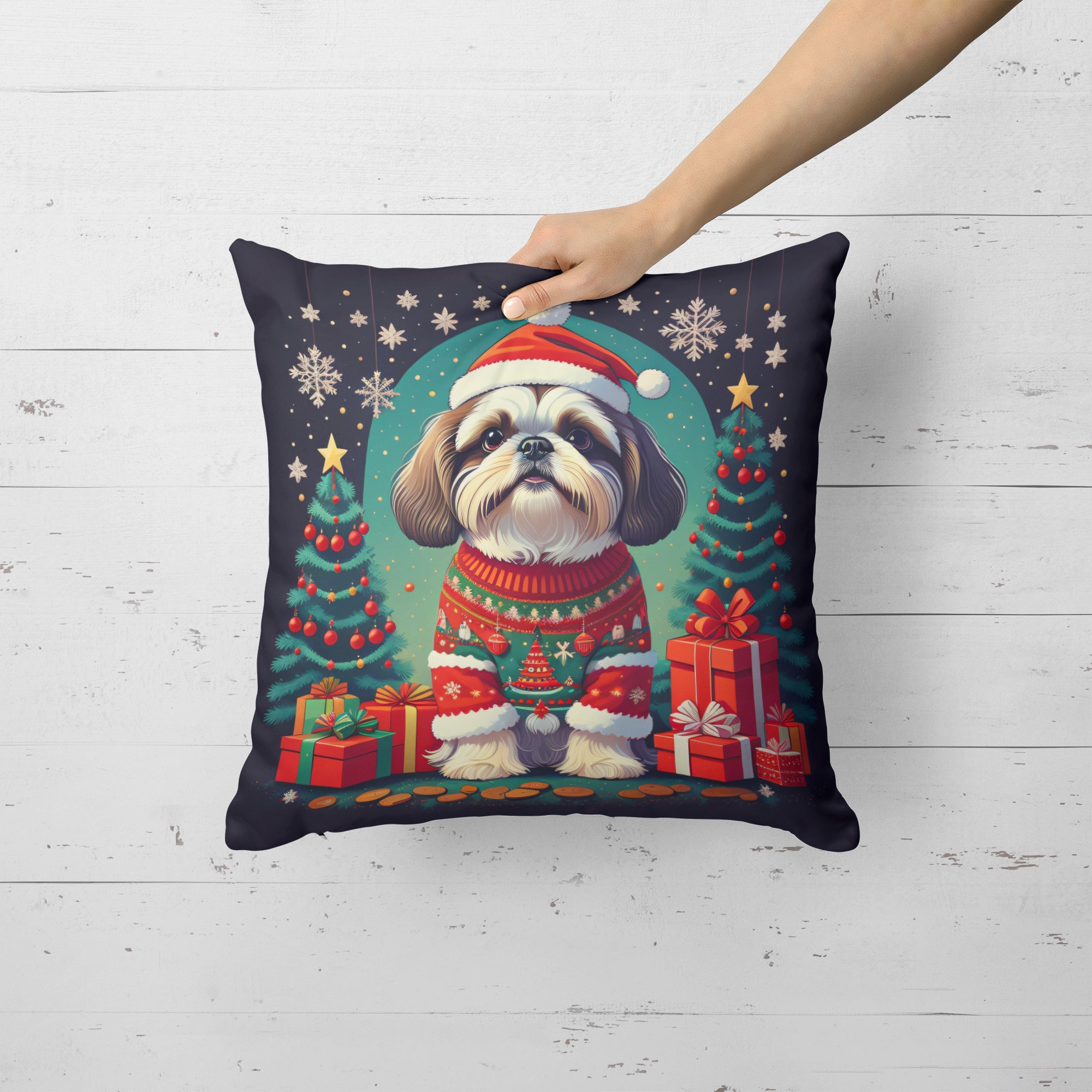 Shih Tzu Christmas Fabric Decorative Pillow