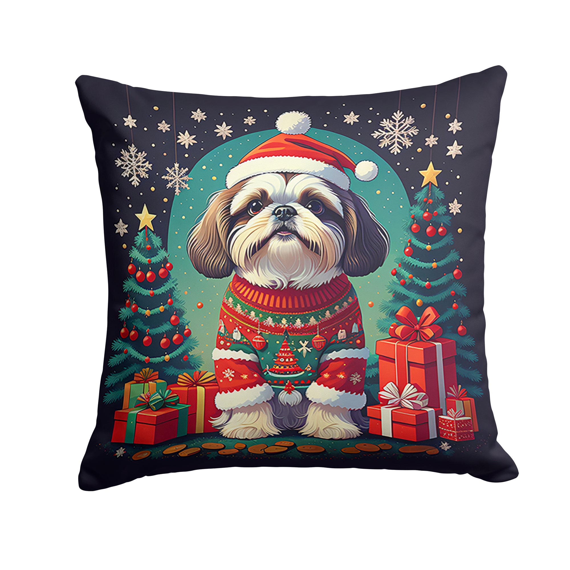 Buy this Shih Tzu Christmas Fabric Decorative Pillow