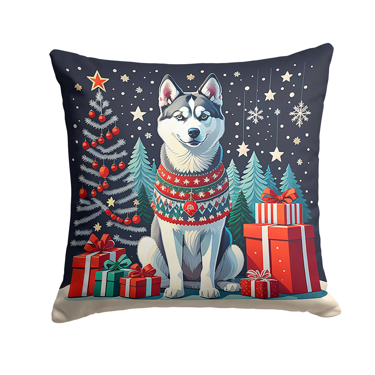 Buy this Siberian Husky Christmas Fabric Decorative Pillow