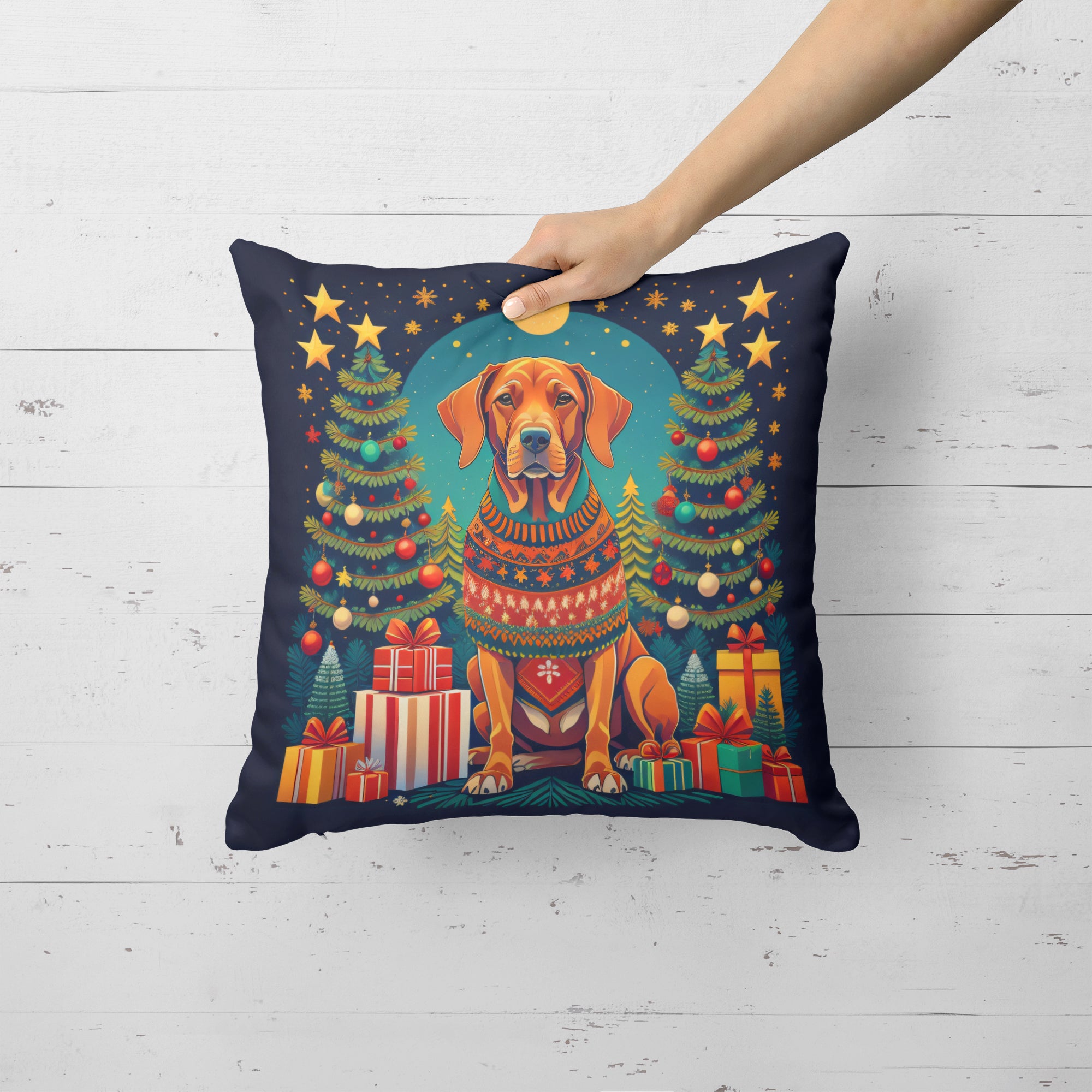 Vizsla Christmas Fabric Decorative Pillow