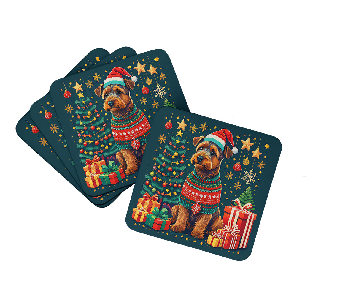 Caroline's Treasures Welsh Terrier Christmas Coasters - Set of 4 Lightweight Foam, Absorbent Drink Coasters