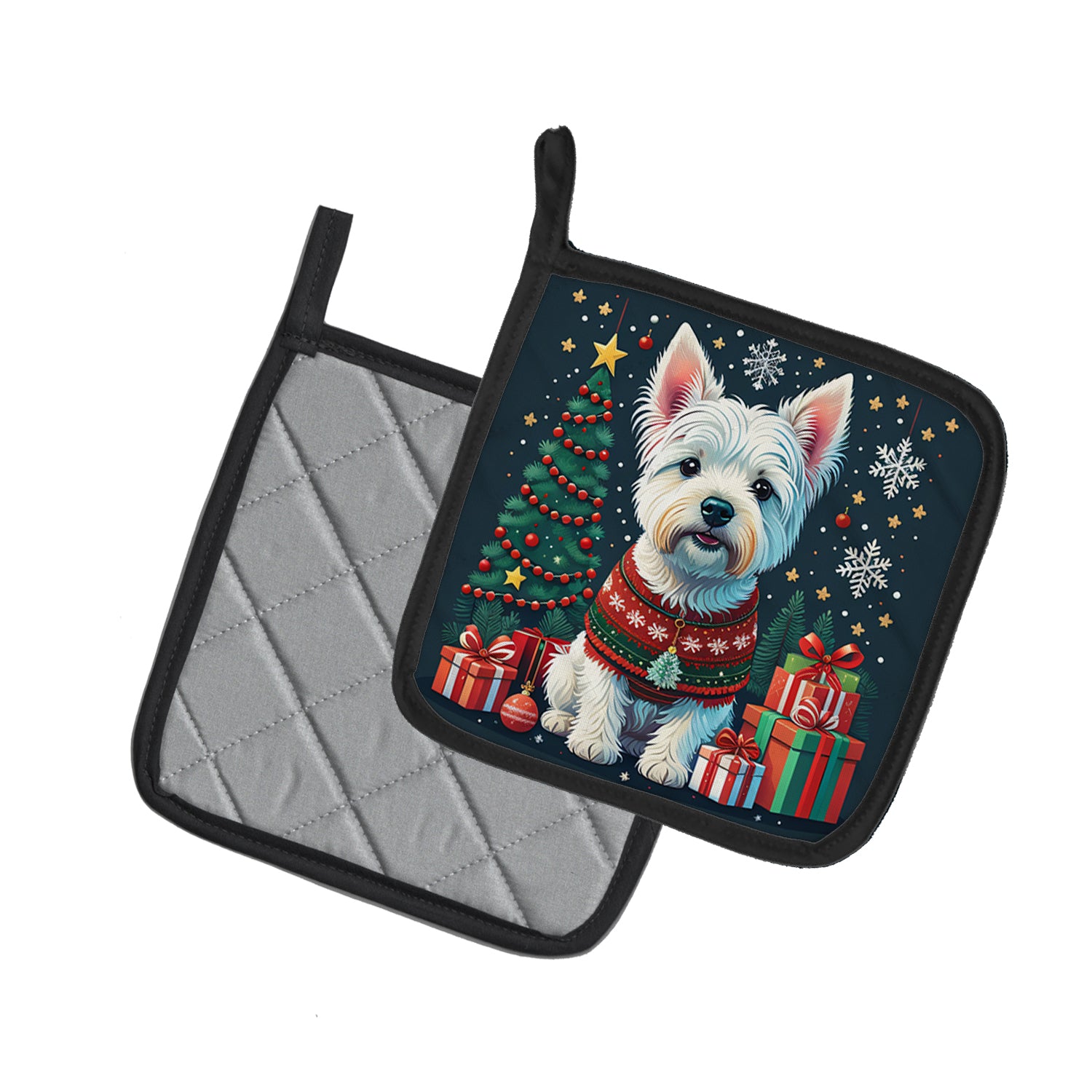 Caroline's Treasures Westie Christmas Pot Holders - Set of 2 Decorative Kitchen Helpers | Made in the USA