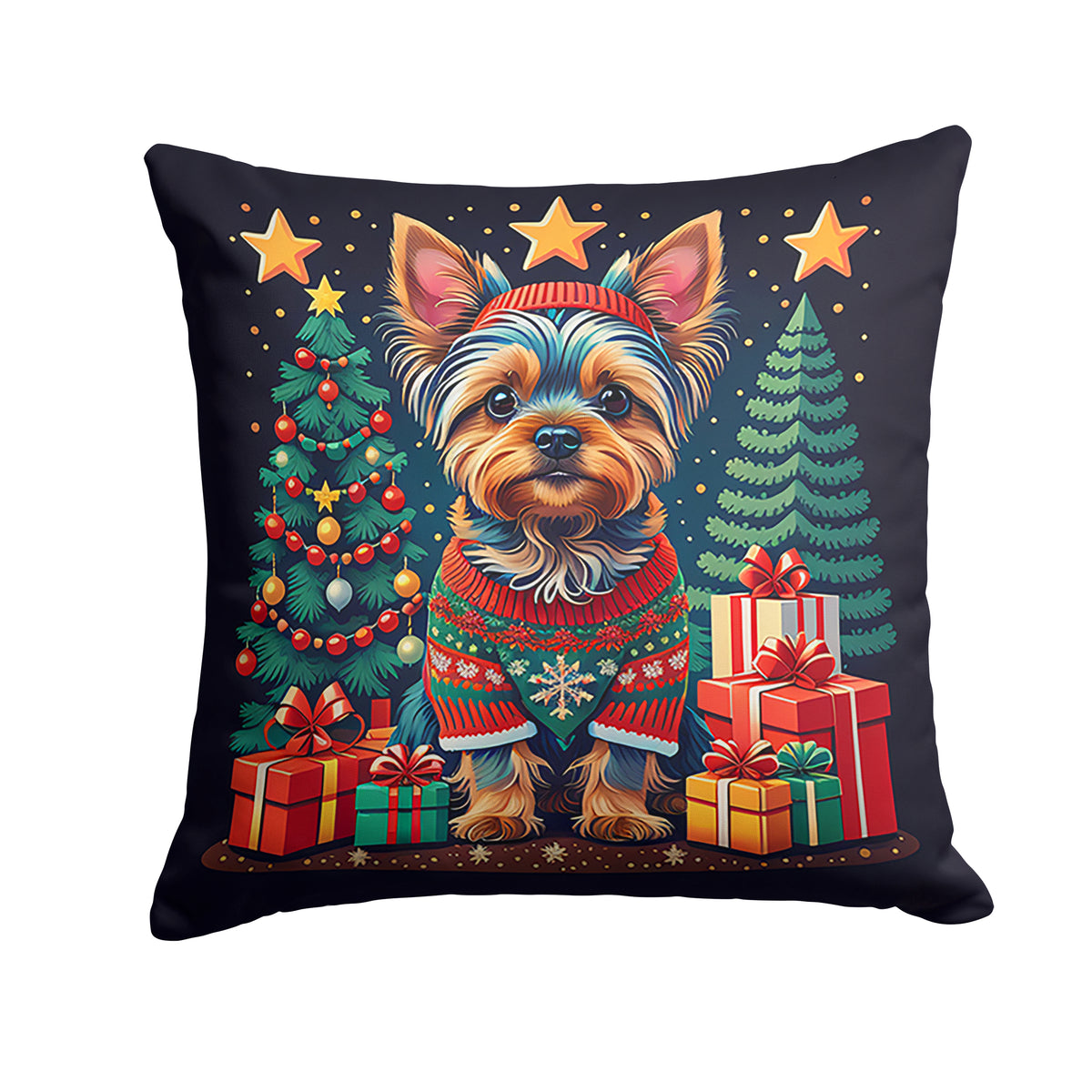 Buy this Yorkie Yorkshire Terrier Christmas Fabric Decorative Pillow