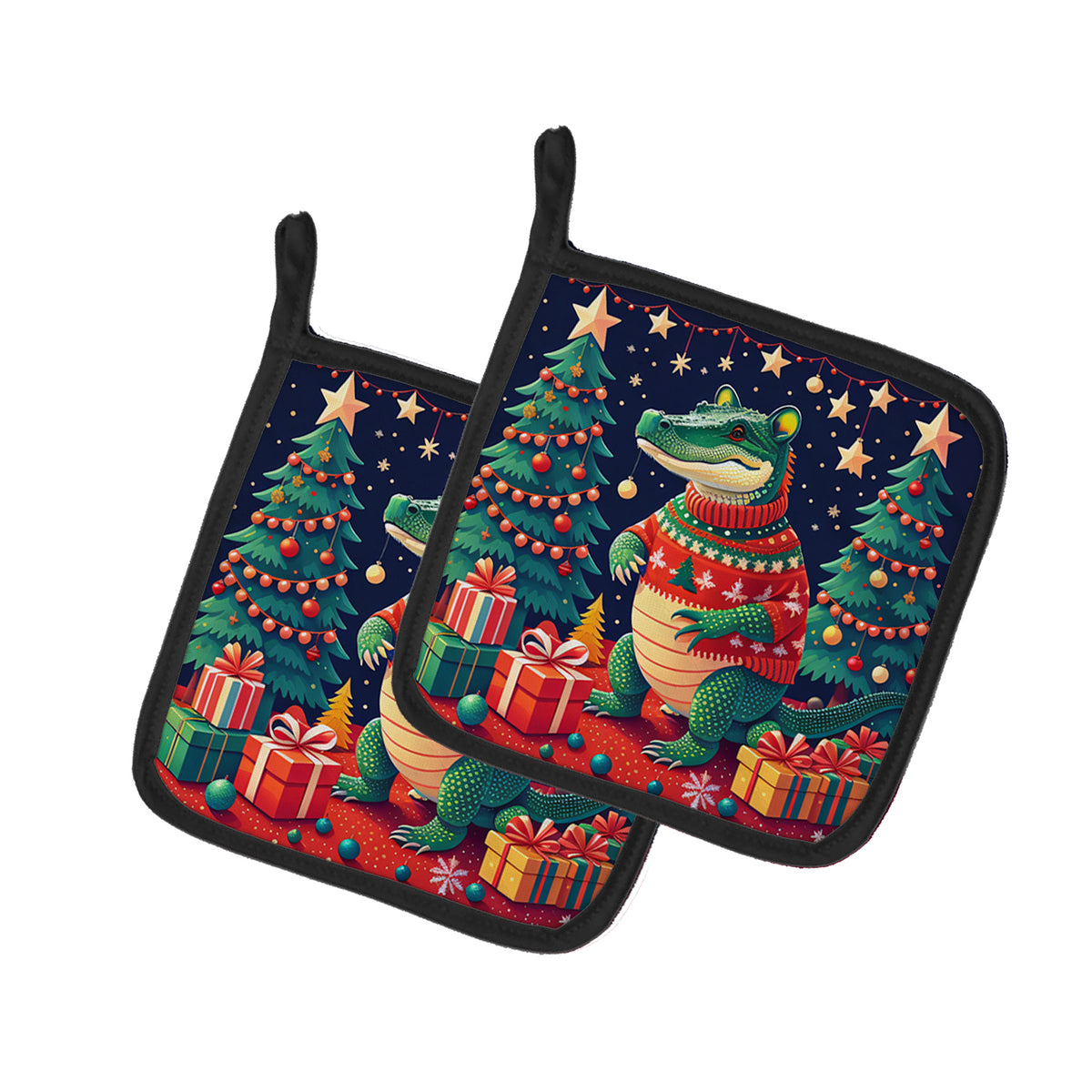 Buy this Alligator Christmas Pair of Pot Holders