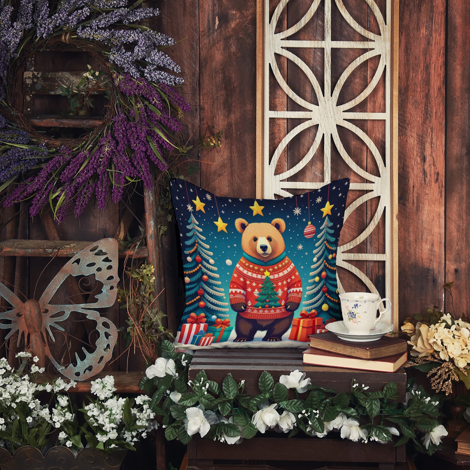 Bear Christmas Fabric Decorative Pillow