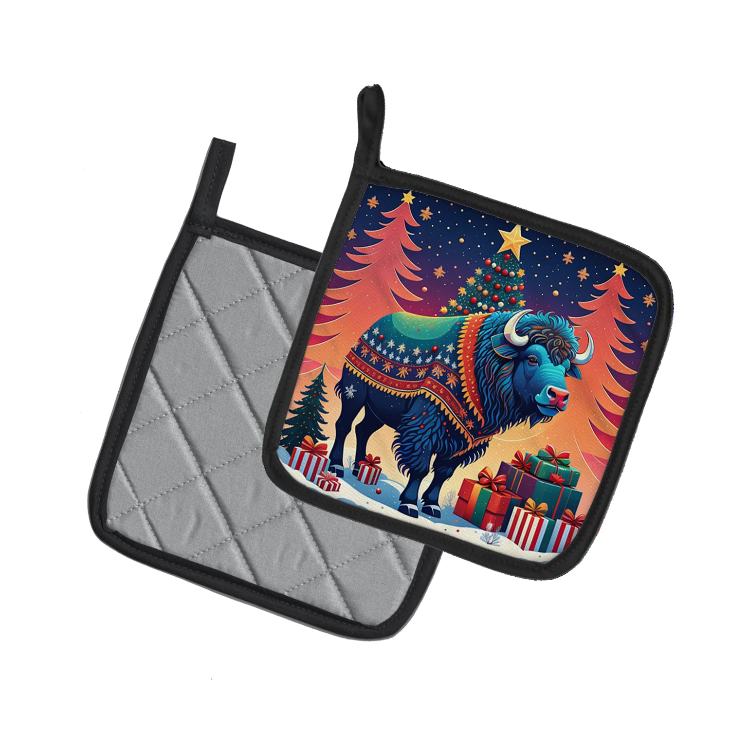Caroline's Treasures Buffalo Christmas Pot Holders - Set of 2 Decorative Kitchen Helpers | Made in the USA