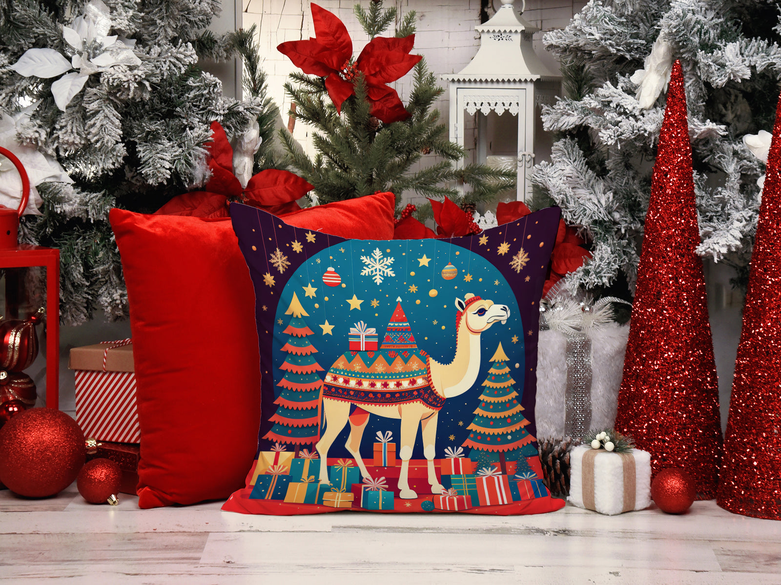 Caroline's Treasures Camel Christmas Fabric Decorative Pillow