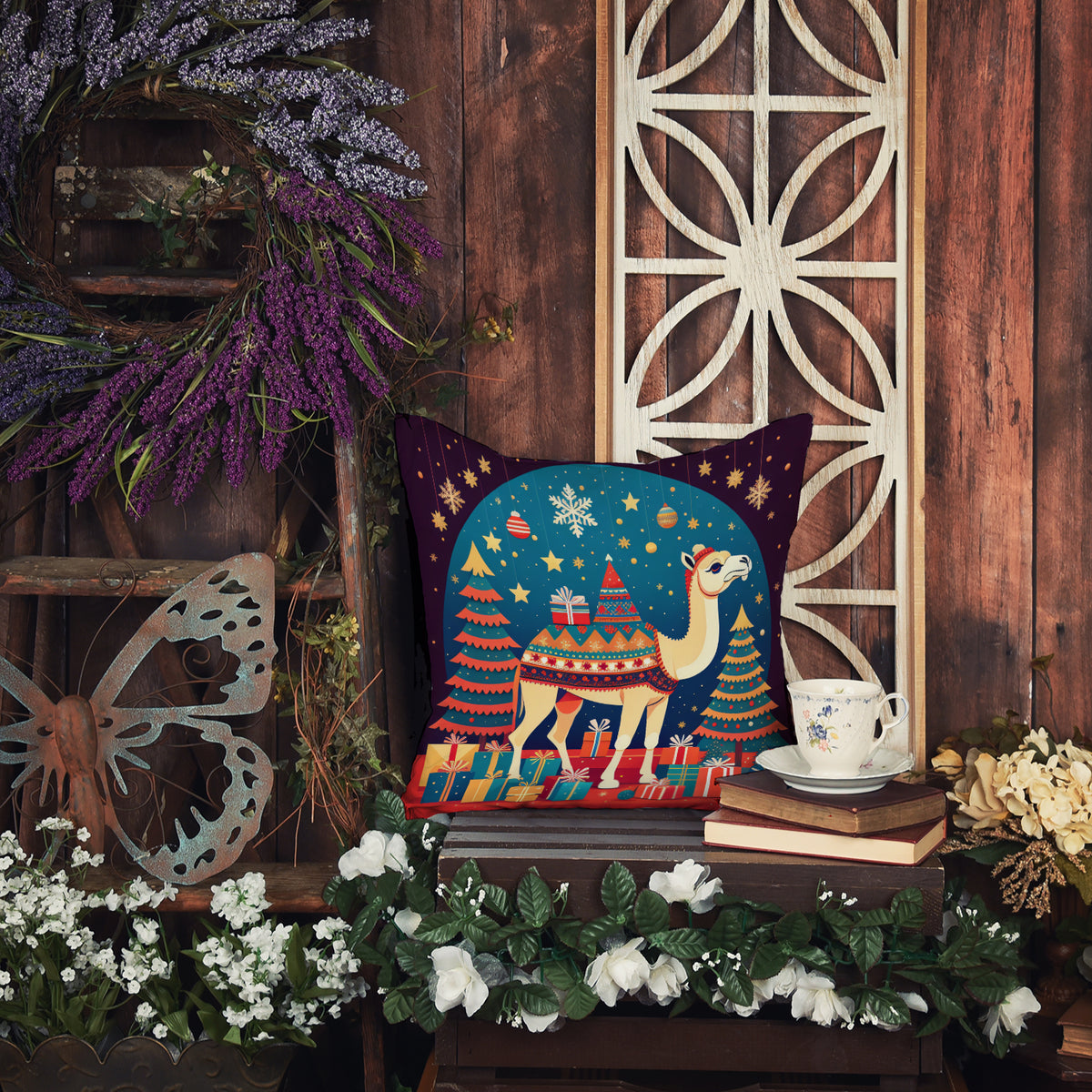 Caroline's Treasures Camel Christmas Fabric Decorative Pillow