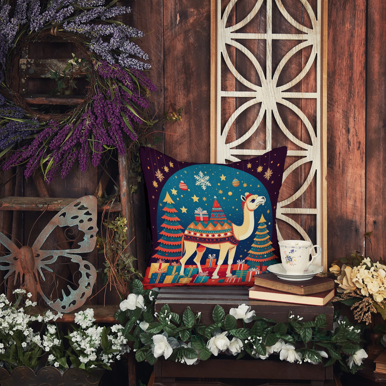 Caroline's Treasures Camel Christmas Fabric Decorative Pillow