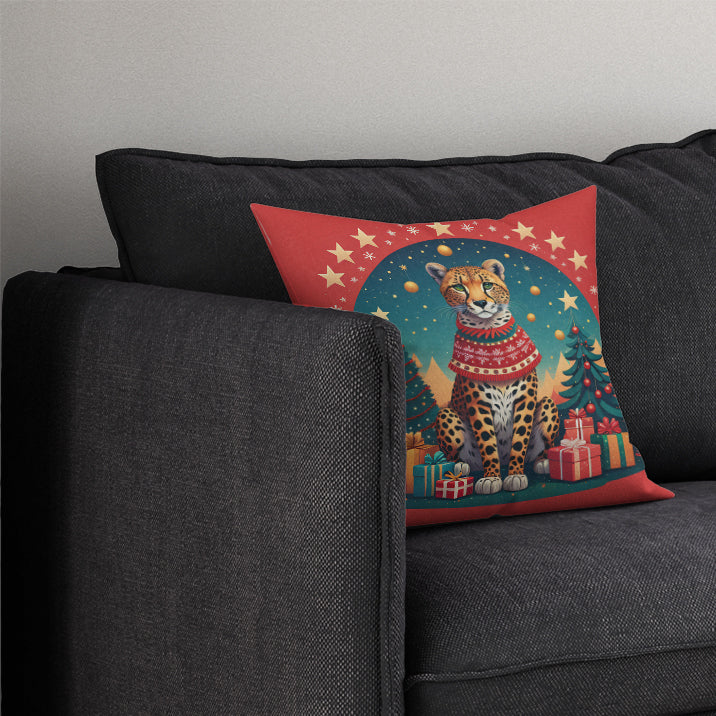 Cheetah Christmas Fabric Decorative Pillow