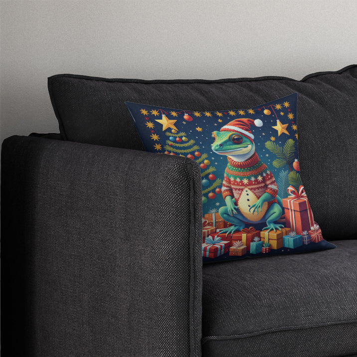 Gecko Christmas Fabric Decorative Pillow