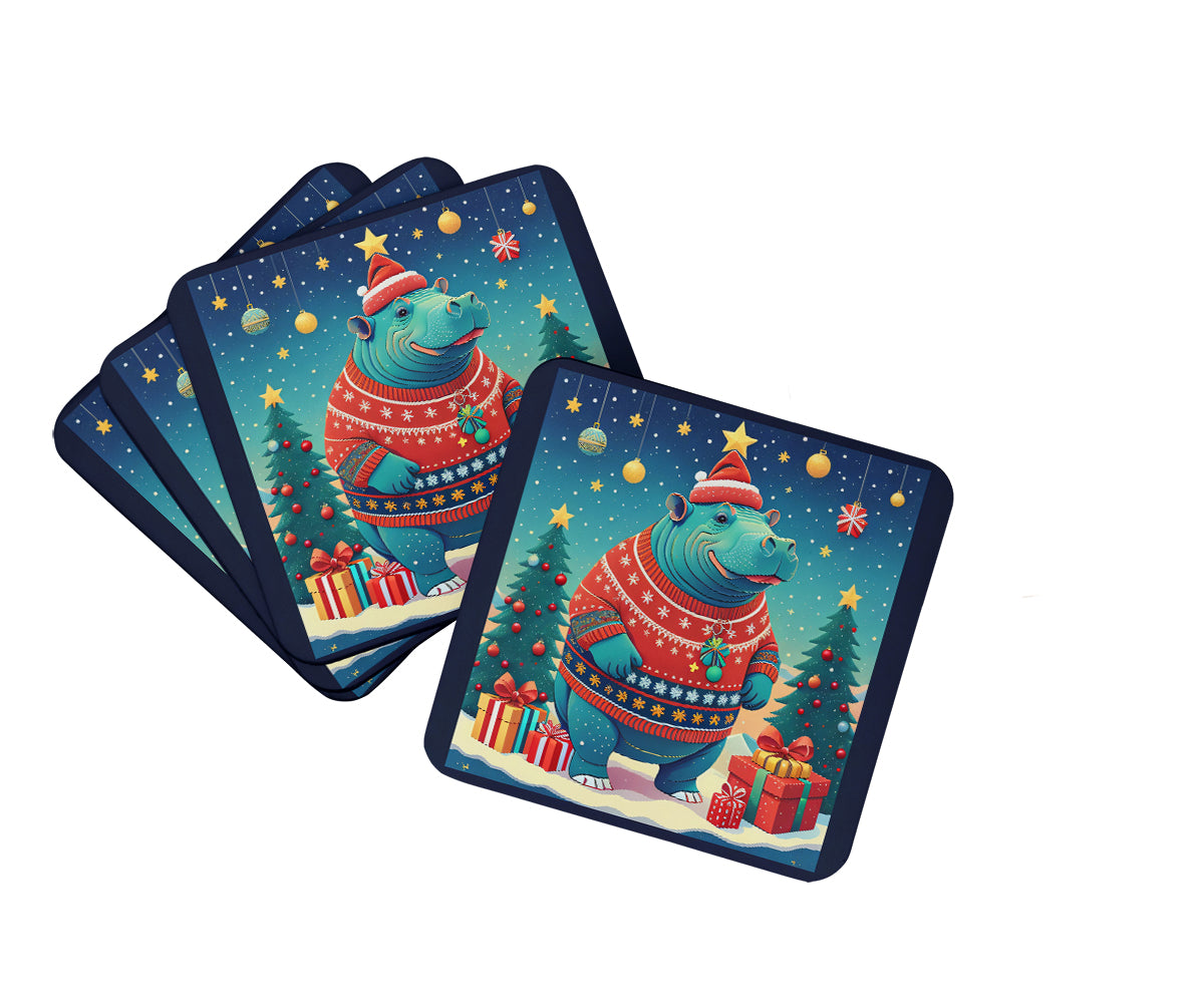 Buy this Hippopotamus Christmas Foam Coaster Set of 4