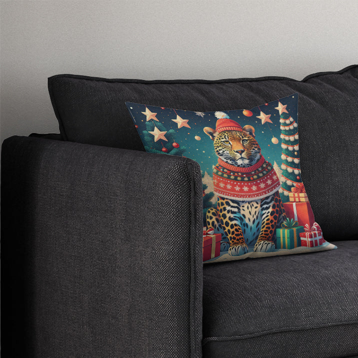 Leopard Christmas Fabric Decorative Pillow