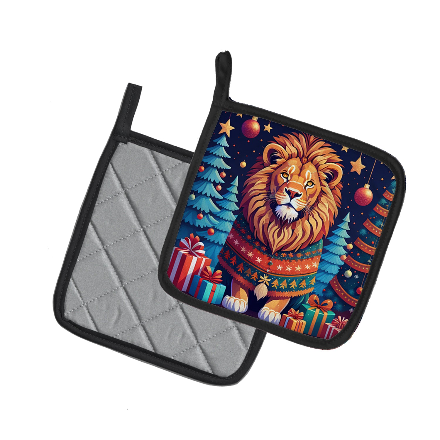 Lion Christmas Pair of Pot Holders