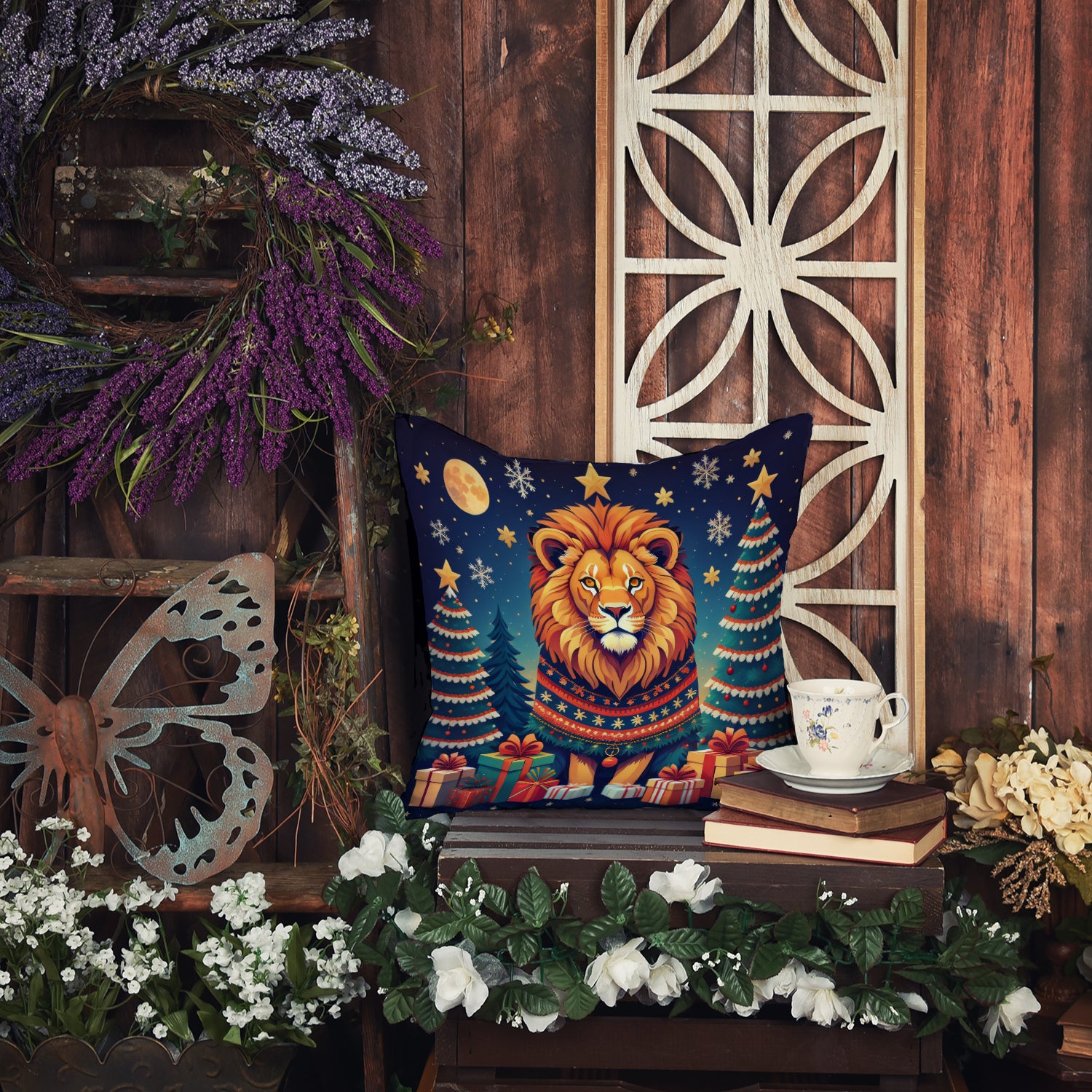 Lion Christmas Fabric Decorative Pillow