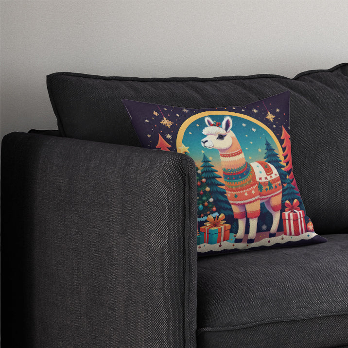 Llama Christmas Fabric Decorative Pillow