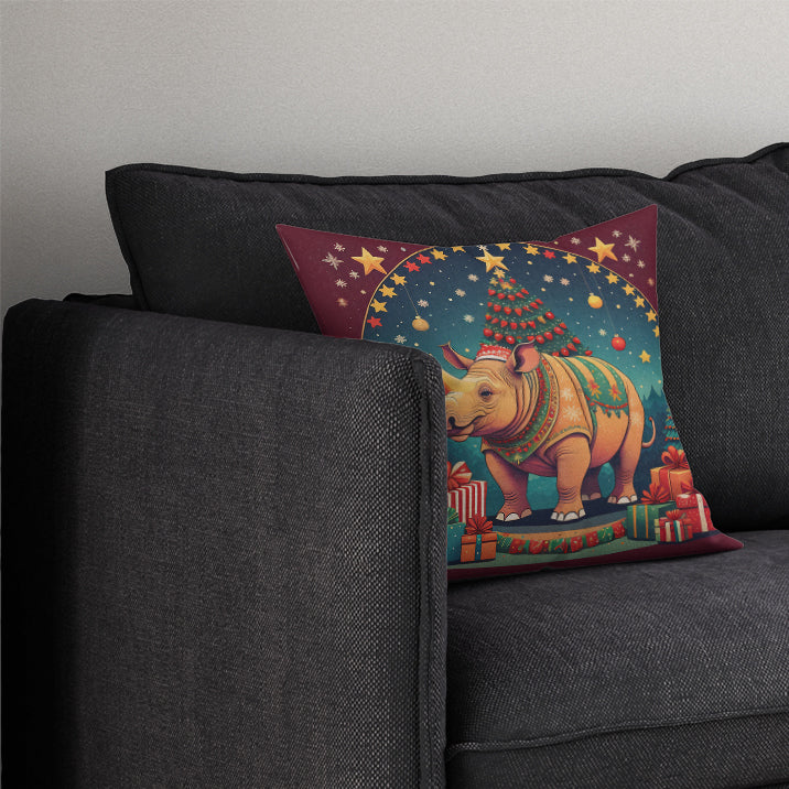 Rhinoceros Christmas Fabric Decorative Pillow