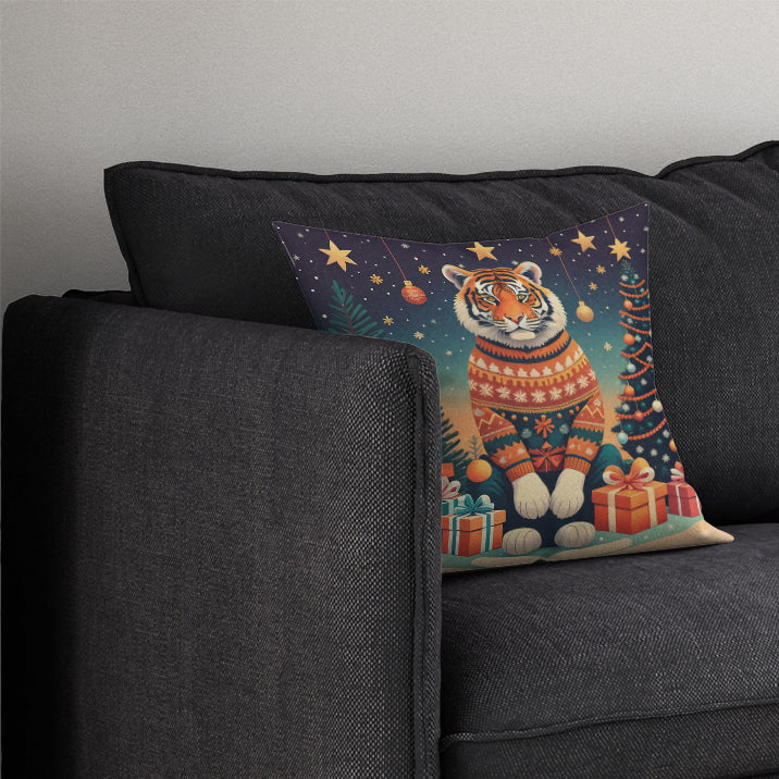 Tiger Christmas Fabric Decorative Pillow
