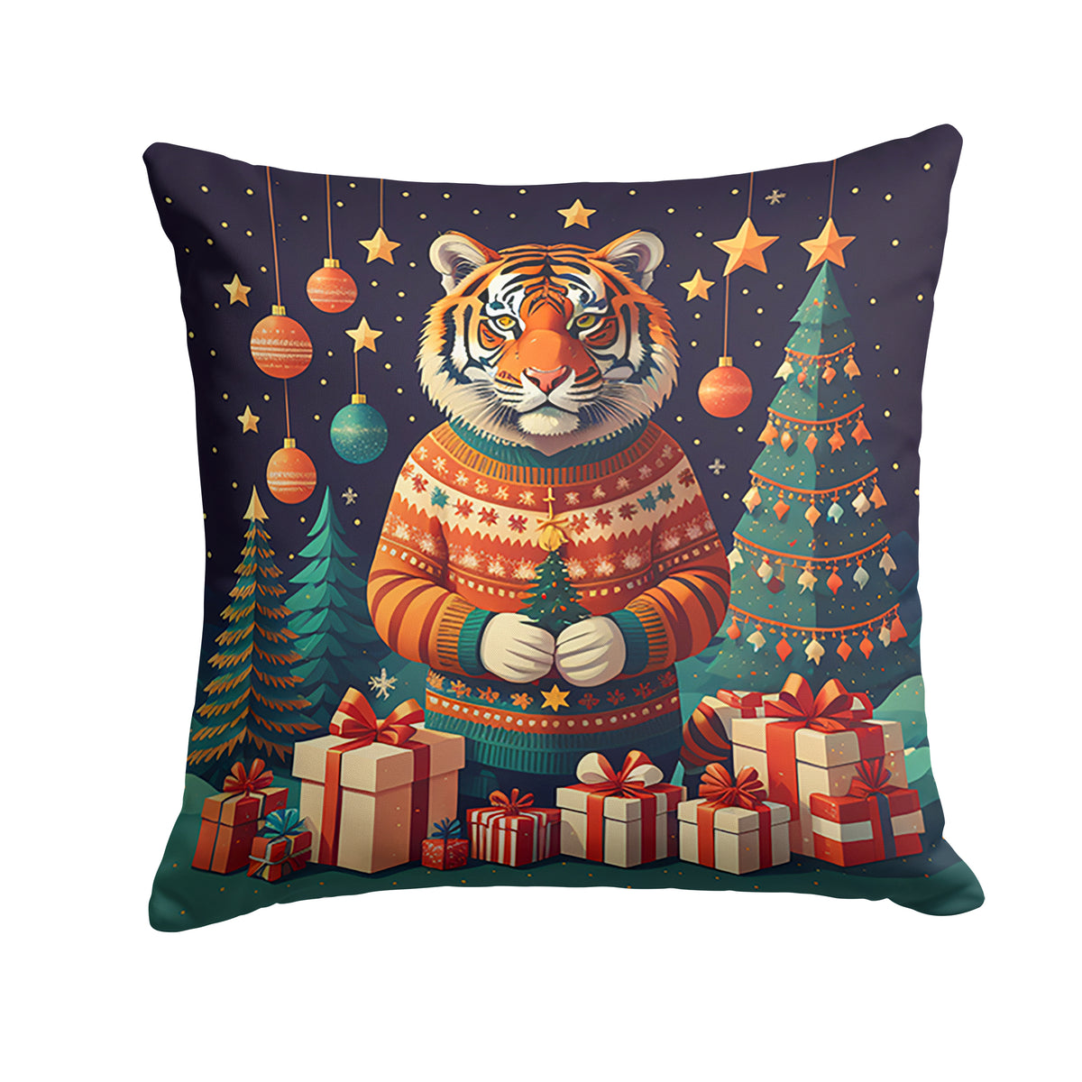 Buy this Tiger Christmas Fabric Decorative Pillow