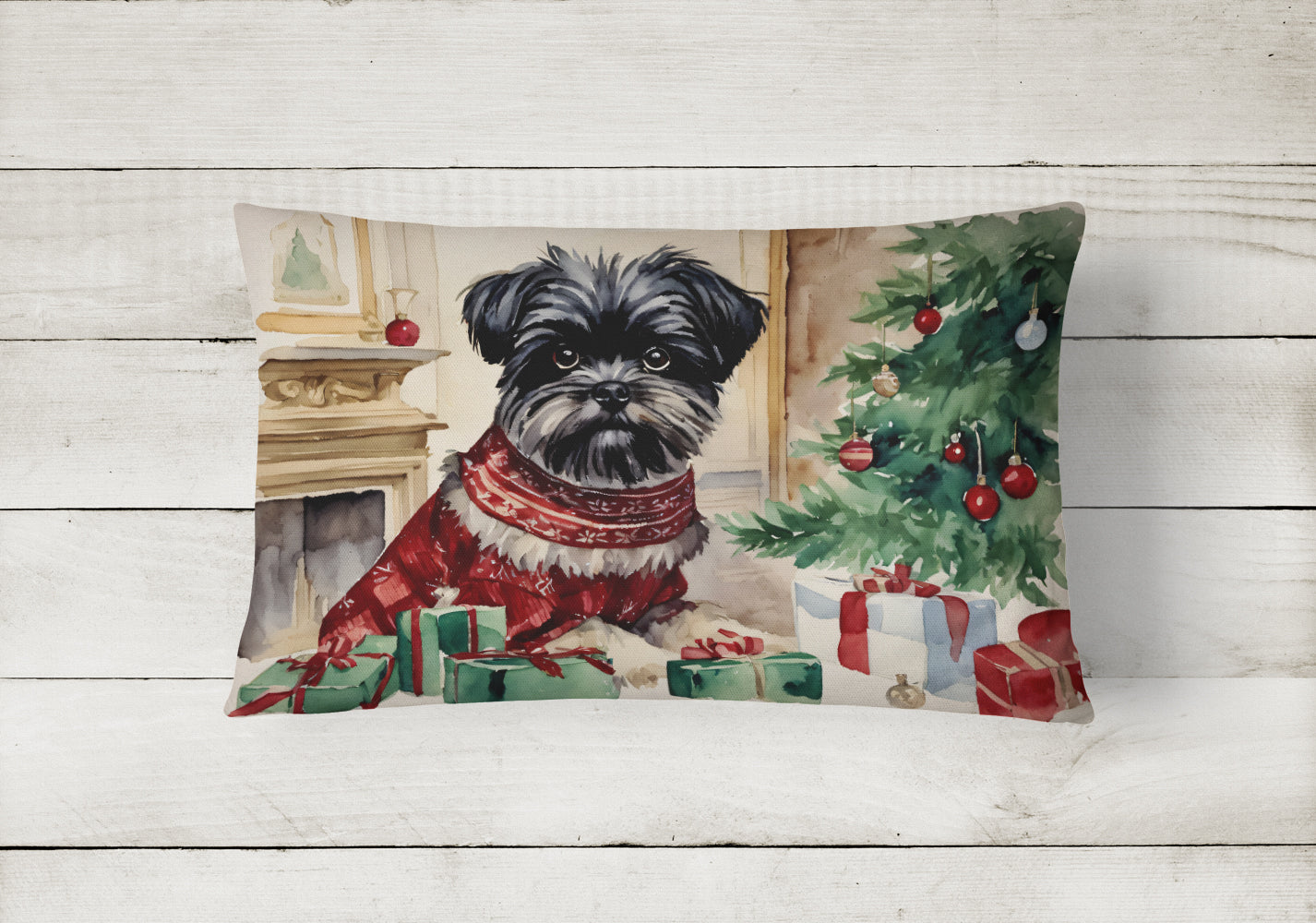 Affenpinscher Christmas Fabric Decorative Pillow