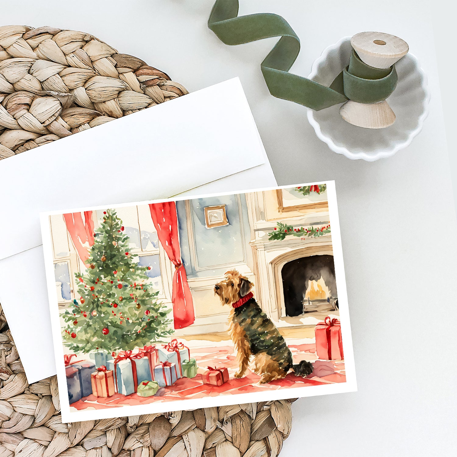 Buy this Airedale Terrier Christmas Greeting Cards and Envelopes Pack of 8