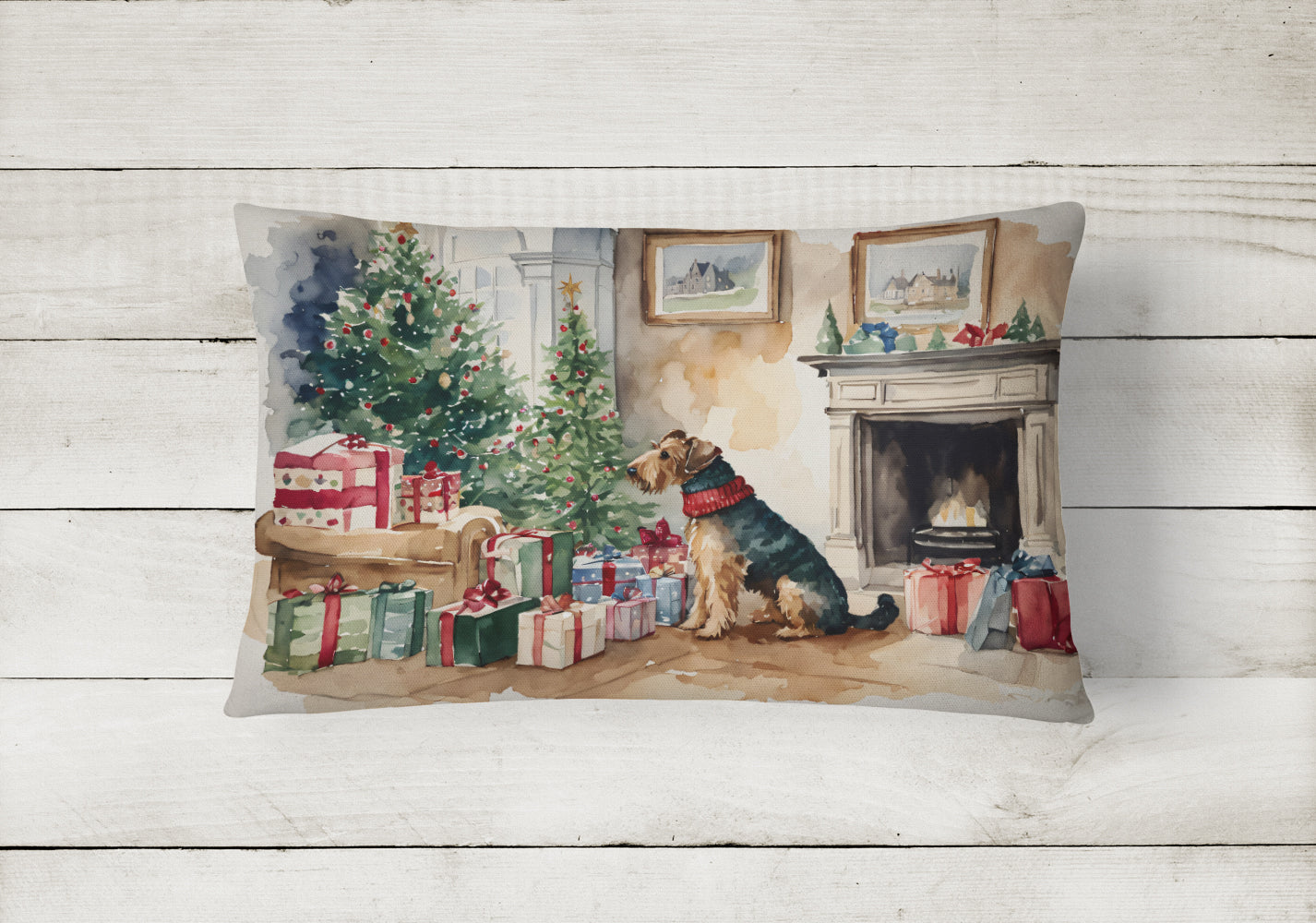 Airedale Terrier Christmas Fabric Decorative Pillow