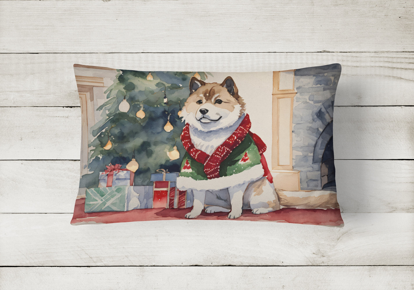 Akita Christmas Fabric Decorative Pillow
