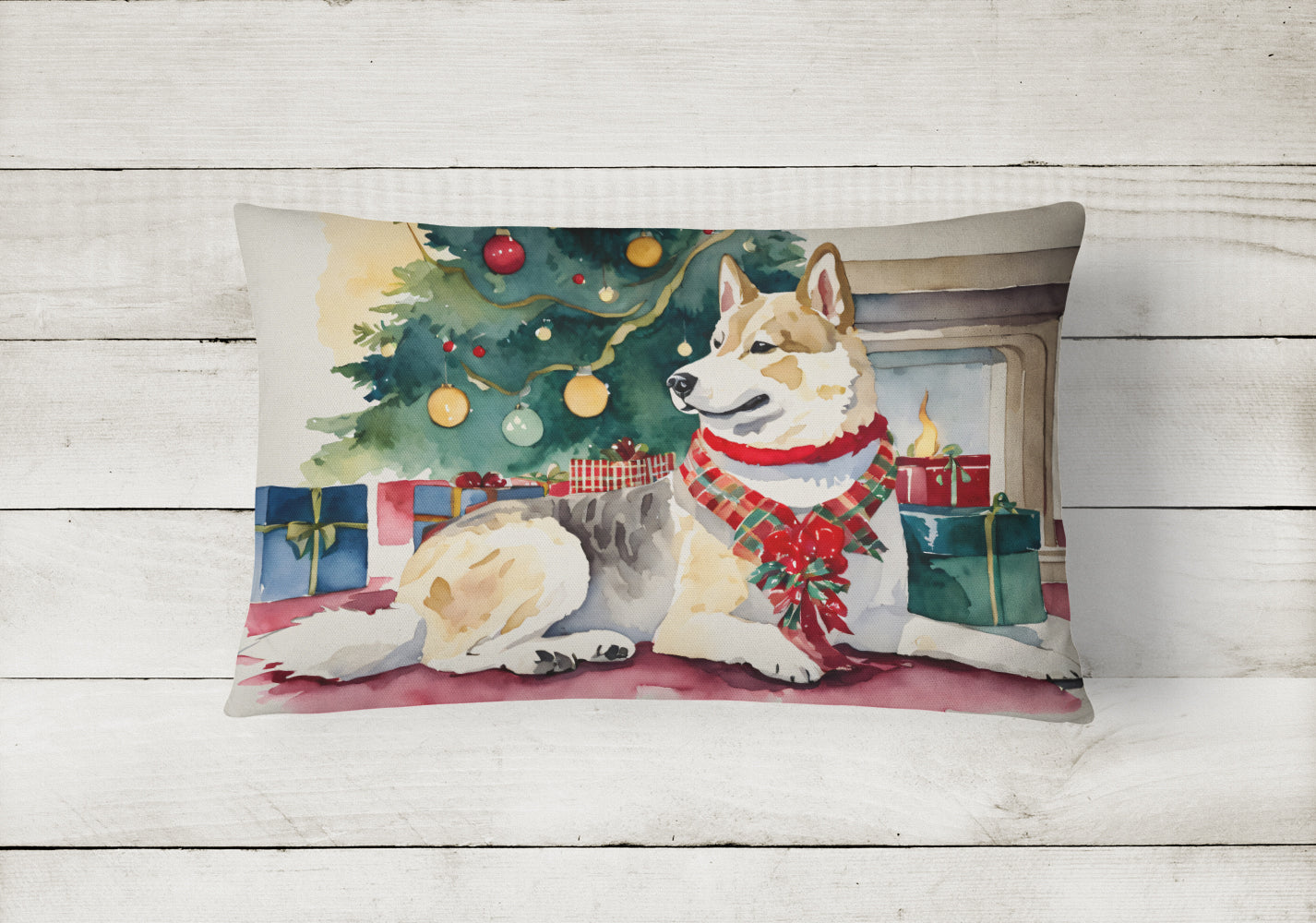 Akita Christmas Fabric Decorative Pillow