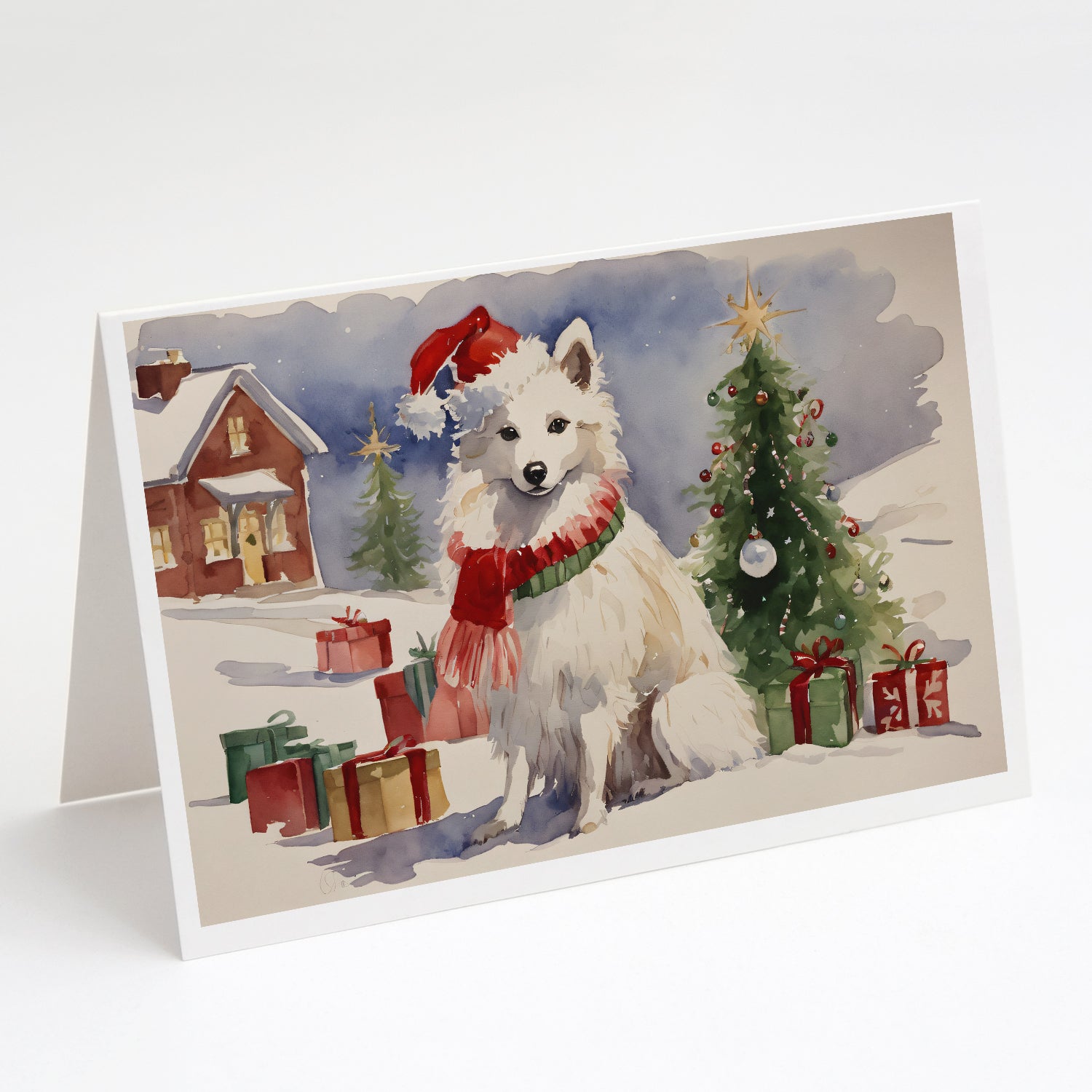 Buy this American Eskimo Christmas Greeting Cards and Envelopes Pack of 8