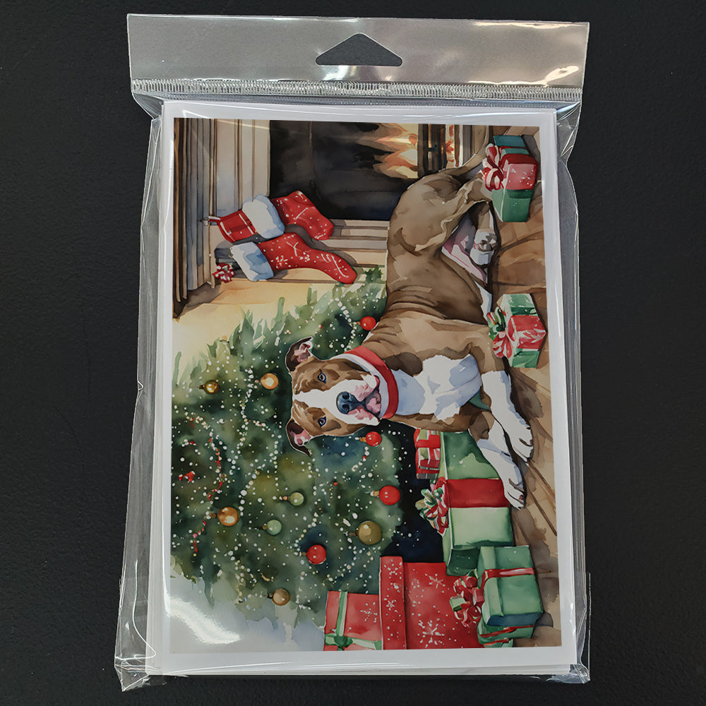 Pit Bull Terrier Christmas Greeting Cards and Envelopes Pack of 8