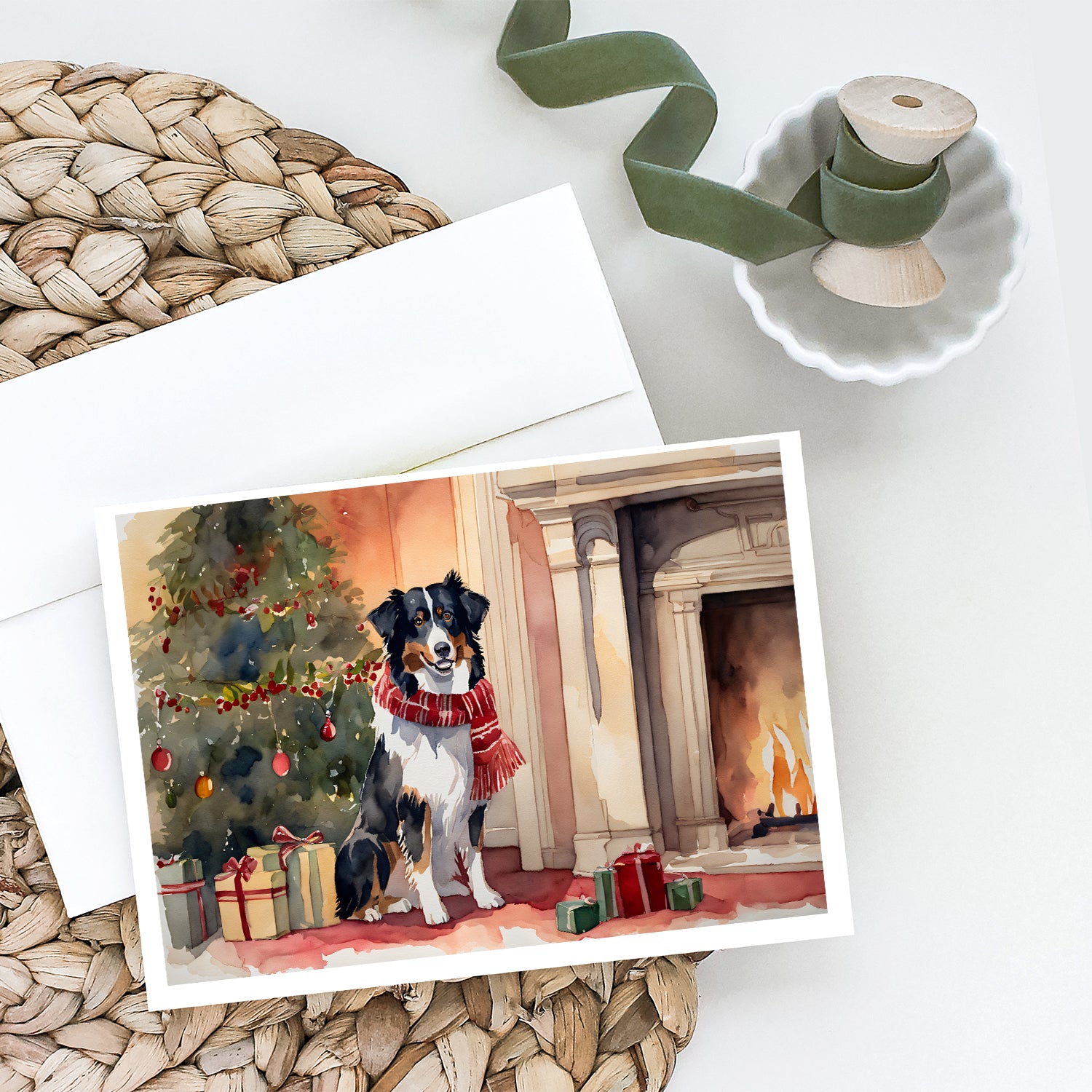 Buy this Australian Shepherd Christmas Greeting Cards and Envelopes Pack of 8